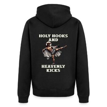 Lustiger Muay Thai Spruch Herr Jesus Christliches Geschenk - Unisex Premium Bio Zip Hoodie - Schwarz - Hinten - Nico (187cm)