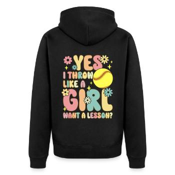Fille de softball - Veste à capuche bio Premium Unisexe - noir - Dos - Nico (187cm)