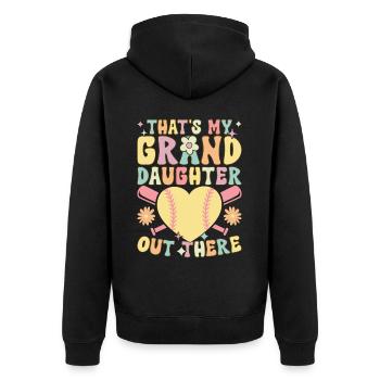 Groovy Softball Spieler - Unisex Premium Bio Zip Hoodie - Schwarz - Hinten - Nico (187cm)