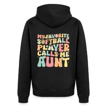 Softball Tante - Unisex Premium Bio Zip Hoodie - Schwarz - Hinten - Nico (187cm)