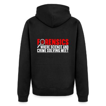 Forensik Forensiker - Unisex Premium Bio Zip Hoodie - Schwarz - Hinten - Nico (187cm)