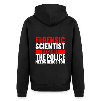 Forensik Forensiker - Unisex Premium Bio Zip Hoodie - Schwarz - Hinten - Nico (187cm)