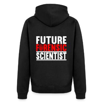 Forensik Forensiker - Unisex Premium Bio Zip Hoodie - Schwarz - Hinten - Nico (187cm)