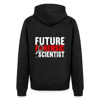Forensik Forensiker - Unisex Premium Bio Zip Hoodie - Schwarz - Hinten - Nico (187cm)