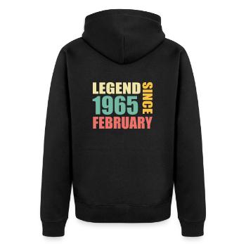 59th Birthday FEBRUARY Vintage 1965 Gift Idea - Unisex Premium Organic Zip Hoodie - black - Back - Nico (187cm)