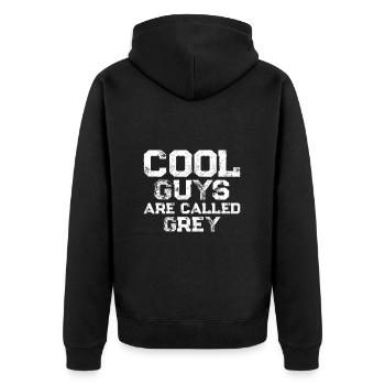 Les mecs cool s’appellent Grey - Veste à capuche bio Premium Unisexe - noir - Dos - Nico (187cm)