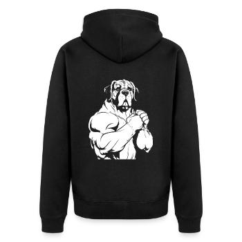 Bernhardiner - Unisex Premium Bio Zip Hoodie - Schwarz - Hinten - Nico (187cm)