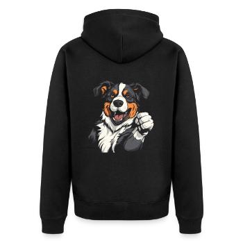 Border Collie Cool - Veste à capuche bio Premium Unisexe - noir - Dos - Nico (187cm)