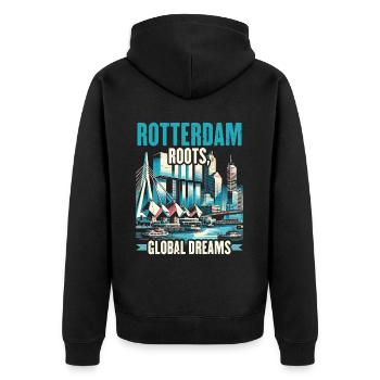 Rotterdam Netherlands Travel I Love Rotterdam - Unisex Premium Organic Zip Hoodie - black - Back - Nico (187cm)