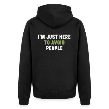 Je suis juste là pour éviter les gens introvertis - Veste à capuche bio Premium Unisexe - noir - Dos - Nico (187cm)