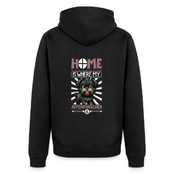 Accueil - Affenpinscher - Veste à capuche bio Premium Unisexe - noir - Dos - Nico (187cm)