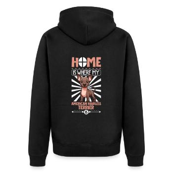 Home - American Hairless Terrier - Unisex Premium Organic Zip Hoodie - black - Back - Nico (187cm)