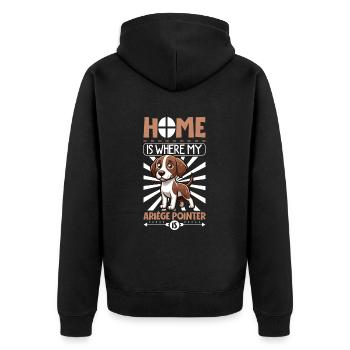 Zuhause - Braque de l'Ariège - Unisex Premium Bio Zip Hoodie - Schwarz - Hinten - Nico (187cm)