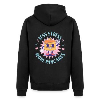 Pancake Lover Kids Less Stress - Unisex Premium Bio Zip Hoodie - Schwarz - Hinten - Nico (187cm)