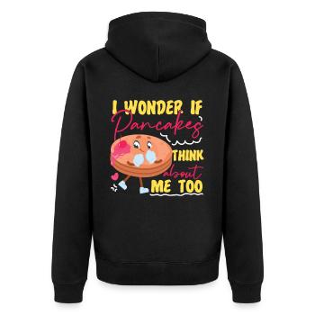 Pancake Lover Kids I Wonder If - Unisex Premium Bio Zip Hoodie - Schwarz - Hinten - Nico (187cm)
