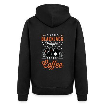 Joueur de Blackjack classique avant le café du jeu de cartes - Veste à capuche bio Premium Unisexe - noir - Dos - Nico (187cm)