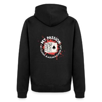Classic Blackjack My Passion My Classic Card Game - Unisex Premium Organic Zip Hoodie - black - Back - Nico (187cm)