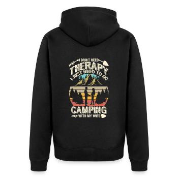 Husband And Wife Camping Partner Couple Matching - Unisex Premium Organic Zip Hoodie - black - Back - Nico (187cm)