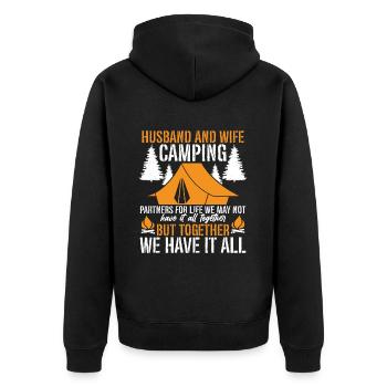 Husband And Wife Camping Partner Couple Matching - Unisex Premium Organic Zip Hoodie - black - Back - Nico (187cm)
