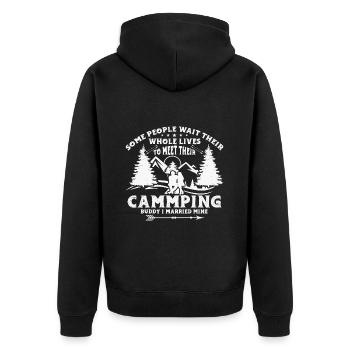 Husband And Wife Camping Partner Couple Matching - Unisex Premium Organic Zip Hoodie - black - Back - Nico (187cm)