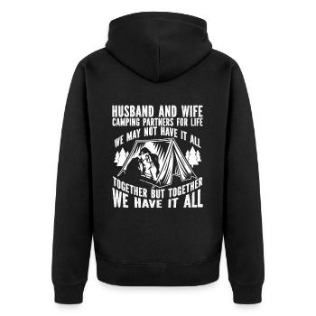 Husband And Wife Camping Partner Couple Matching - Unisex Premium Organic Zip Hoodie - black - Back - Nico (187cm)