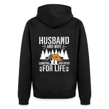 Husband And Wife Camping Partner Couple Matching - Unisex Premium Organic Zip Hoodie - black - Back - Nico (187cm)
