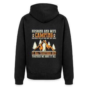 Husband And Wife Camping Partner Couple Matching - Unisex Premium Organic Zip Hoodie - black - Back - Nico (187cm)