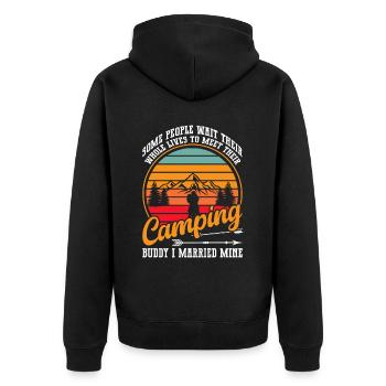 Husband And Wife Camping Partner Couple Matching - Unisex Premium Organic Zip Hoodie - black - Back - Nico (187cm)