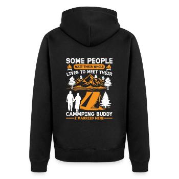 Husband And Wife Camping Partner Couple Matching - Unisex Premium Organic Zip Hoodie - black - Back - Nico (187cm)