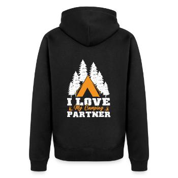 Husband And Wife Camping Partner Couple Matching - Unisex Premium Organic Zip Hoodie - black - Back - Nico (187cm)