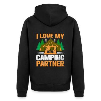 Husband And Wife Camping Partner Couple Matching - Unisex Premium Organic Zip Hoodie - black - Back - Nico (187cm)