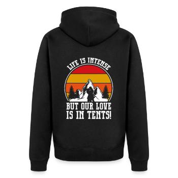 Husband And Wife Camping Partner Couple Matching - Unisex Premium Organic Zip Hoodie - black - Back - Nico (187cm)