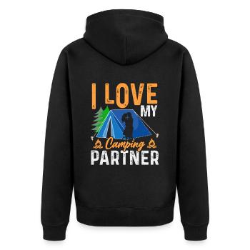 Husband And Wife Camping Partner Couple Matching - Unisex Premium Organic Zip Hoodie - black - Back - Nico (187cm)