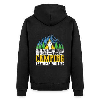 Husband And Wife Camping Partner Couple Matching - Unisex Premium Organic Zip Hoodie - black - Back - Nico (187cm)