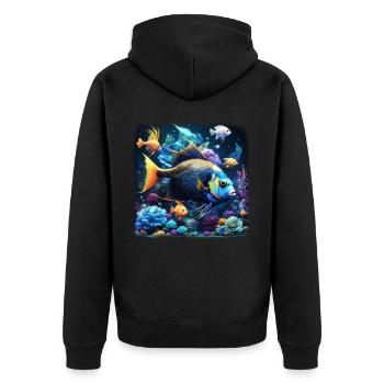 Skalar - Unisex Premium Bio Zip Hoodie - Schwarz - Hinten - Nico (187cm)