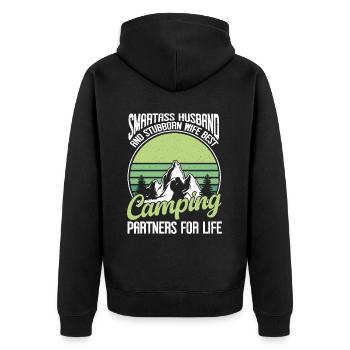 Husband And Wife Camping Partner Couple Matching - Unisex Premium Organic Zip Hoodie - black - Back - Nico (187cm)