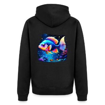 Skalar - Unisex Premium Bio Zip Hoodie - Schwarz - Hinten - Nico (187cm)