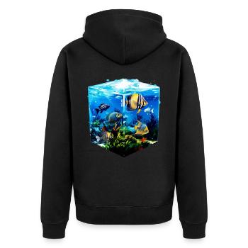 Skalar - Unisex Premium Bio Zip Hoodie - Schwarz - Hinten - Nico (187cm)