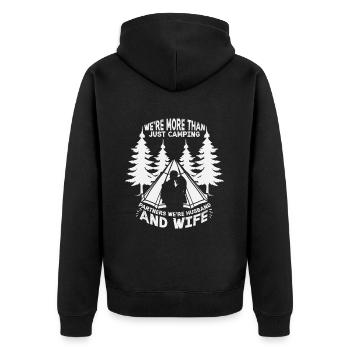 Husband And Wife Camping Partner Couple Matching - Unisex Premium Organic Zip Hoodie - black - Back - Nico (187cm)