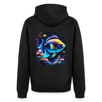 Skalar - Unisex Premium Bio Zip Hoodie - Schwarz - Hinten - Nico (187cm)