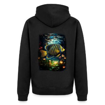 Skalar - Unisex Premium Bio Zip Hoodie - Schwarz - Hinten - Nico (187cm)