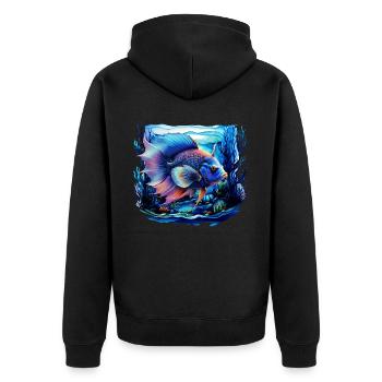 Skalar - Unisex Premium Bio Zip Hoodie - Schwarz - Hinten - Nico (187cm)