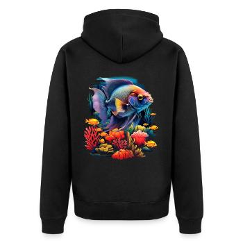 Skalar - Unisex Premium Bio Zip Hoodie - Schwarz - Hinten - Nico (187cm)