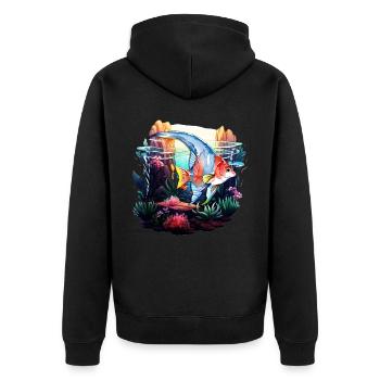 Skalar - Unisex Premium Bio Zip Hoodie - Schwarz - Hinten - Nico (187cm)