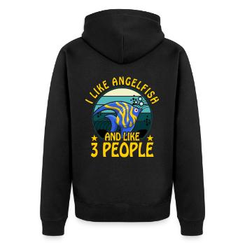 J’aime le poisson-ange et j’aime 3 personnes - Veste à capuche bio Premium Unisexe - noir - Dos - Nico (187cm)