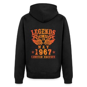 Legends were born in Mai 1967 Geburtstag - Unisex Premium Bio Zip Hoodie - Schwarz - Hinten - Nico (187cm)