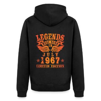 Legends were born in Juli 1967 Geburtstag - Unisex Premium Bio Zip Hoodie - Schwarz - Hinten - Nico (187cm)