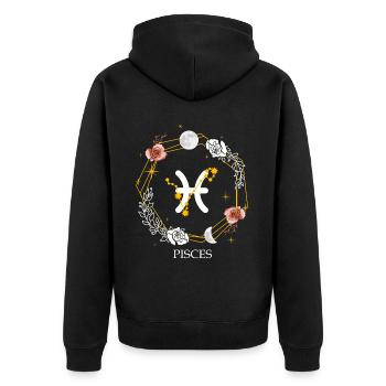 Pisces Astrology Zodiac Sign Horoscope Constellati - Unisex Premium Bio Zip Hoodie - Schwarz - Hinten - Nico (187cm)