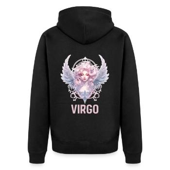 Virgo Astrological Sign Agaust Birthday Zodiac Sym - Unisex Premium Bio Zip Hoodie - Schwarz - Hinten - Nico (187cm)