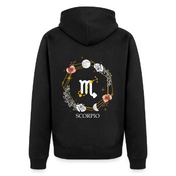 Scorpio Astrology Zodiac Sign Horoscope Constellat - Unisex Premium Bio Zip Hoodie - Schwarz - Hinten - Nico (187cm)